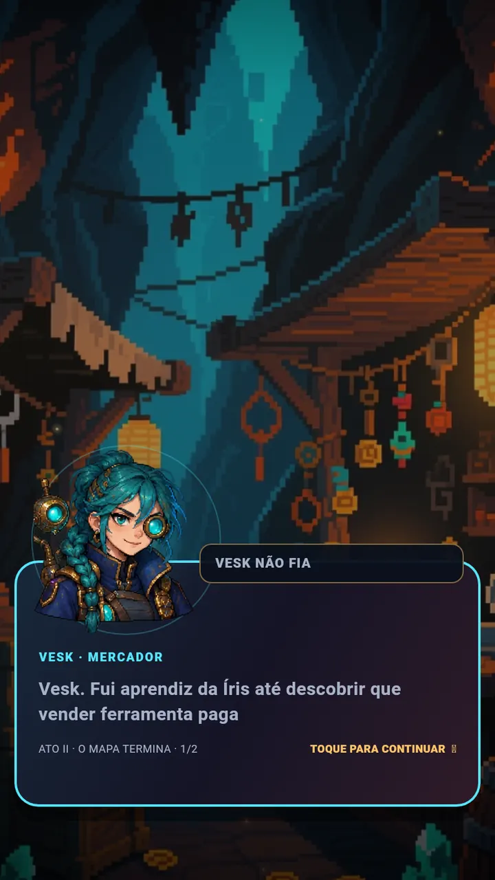 Cena da história com Vesk, o mercador