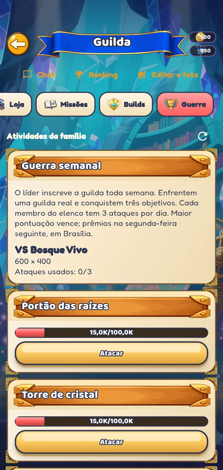 Guerra semanal entre guildas e fortalezas